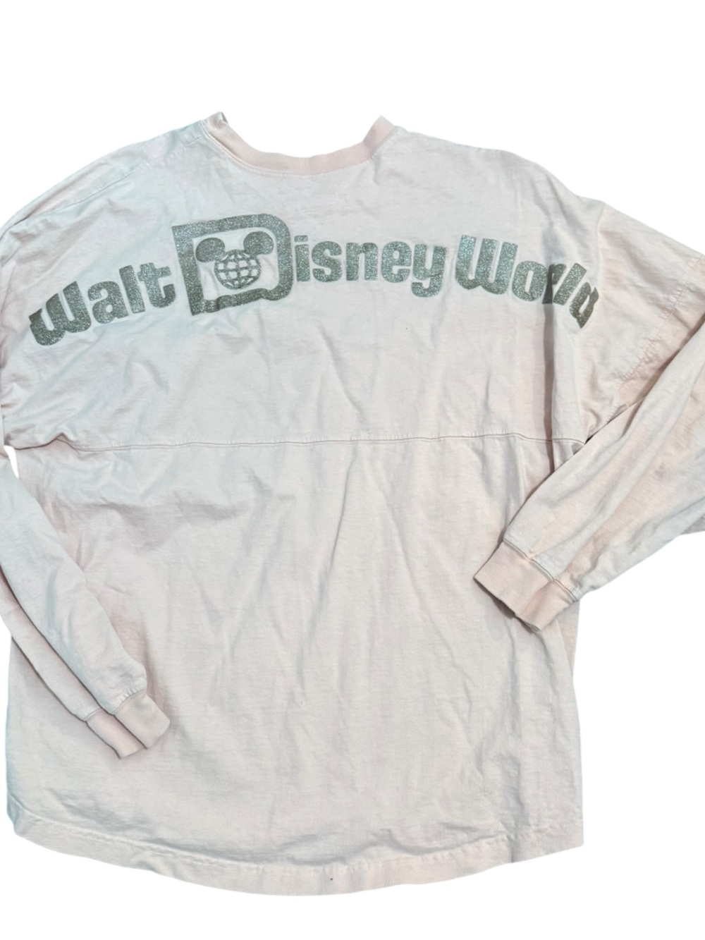 Walt Disney World Spirit Jersey Pink Silver Glitter Puff Print‎ Womens XL 1971